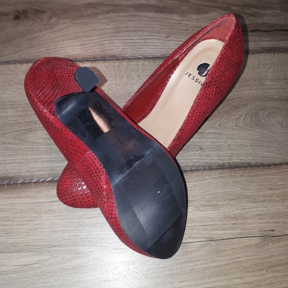 Red snake skin jessica heels - Picture 3 of 3